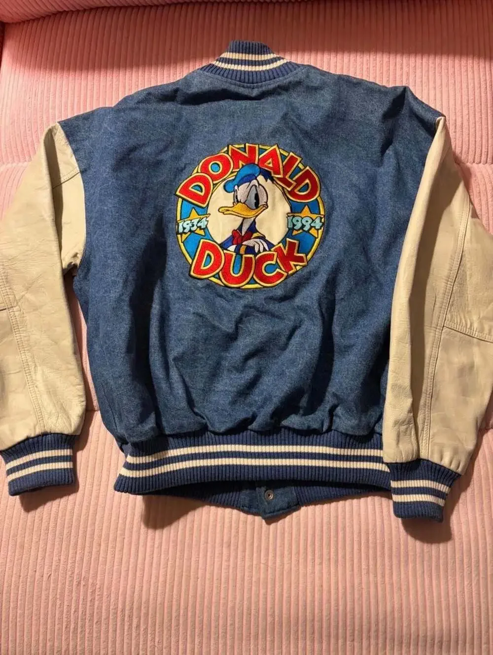1994 Disney Studio Editions Donald Duck 60th Anniversary Denim Varsity Jacket